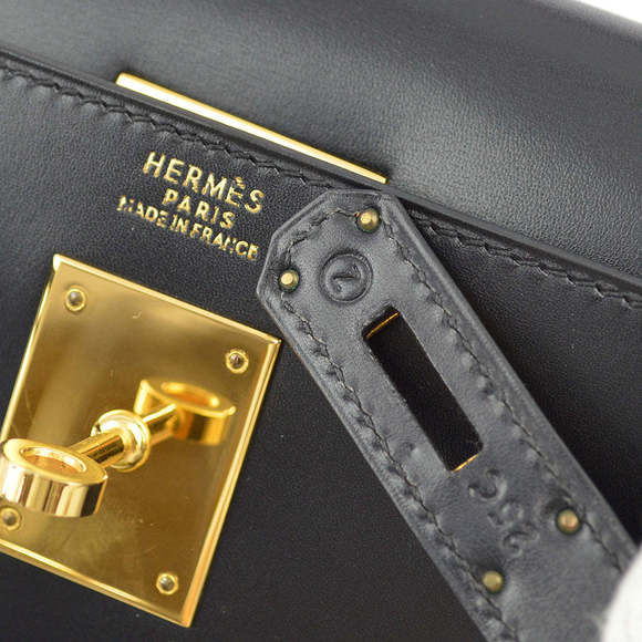 HERMES 1996 Black Box Calf Kelly 32 Sellier 113468 - Picture 10 of 10